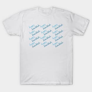 Happy Hanukkah Blue Script Lettering Pattern, made by EndlessEmporium T-Shirt